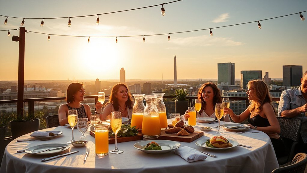 rooftop brunch with mimosas