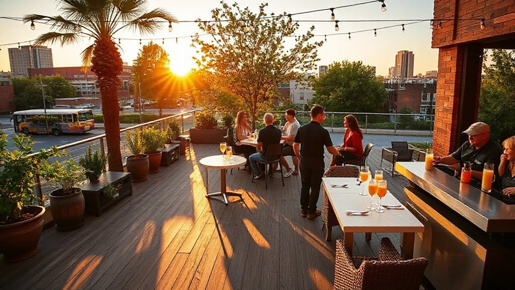 rooftop brunch with mimosas